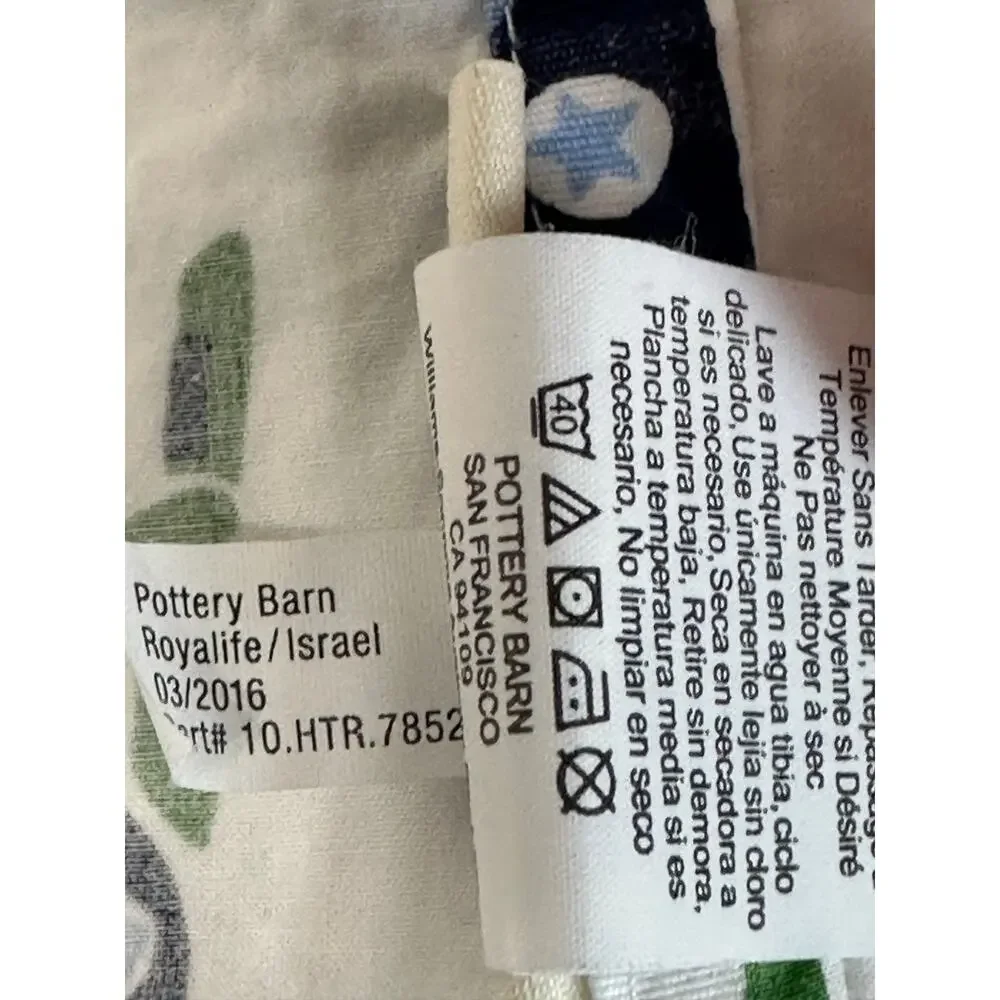 EUC Pottery Barn Full FLAT Sheet Vintage Airplane Print Blue Green